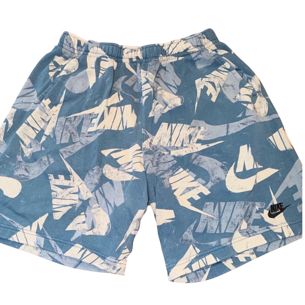Nike Sportswear Logo All Over Print Blue Shorts Men's Large Cotton Streetwear